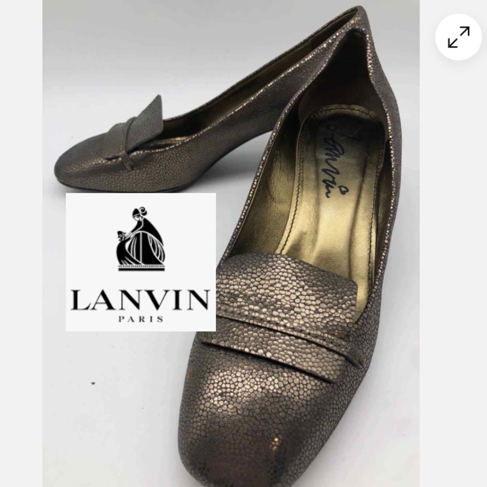 LANVIN Gold crackled pumps, 38.5 , L1055 - Picture 1 of 7